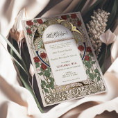 Islamisches Burgund Hochzeit Art Nouveau Mucha Folieneinladung