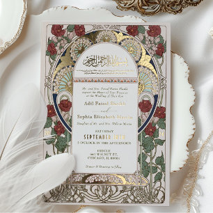 Islamisches Burgund Hochzeitskunst Art Nouveau Muc Folieneinladung