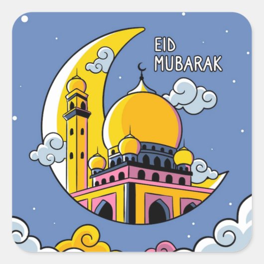 Islamisches Eid Mubarak Quadratischer Aufkleber (Vorderseite)