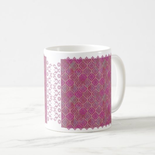 Islamisches geometrisches Gold-Muster auf weichros Kaffeetasse (VorderseiteRechts)