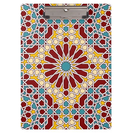 Islamisches geometrisches Muster Klemmbrett (Vorderseite)