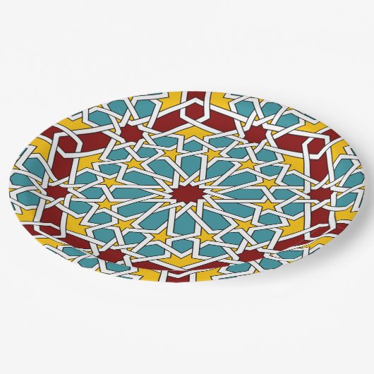 Islamisches geometrisches Muster Pappteller (Schrägansicht)
