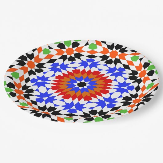 Islamisches geometrisches Muster Pappteller (Schrägansicht)