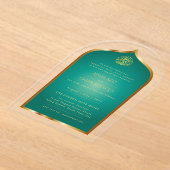 Islamisches Gold-Grüner Nikah Walima-muslimisches Acryleinladungen (Ablage )