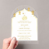 Islamisches Gold Nikah Walima Moschee Elegant Acryleinladungen (Insitu (Handheld))