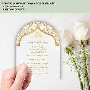 Islamisches Gold Nikah Walima Moschee Elegant Acryleinladungen