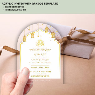 Islamisches Gold Nikah Walima Muslim Moschee Elega Acryleinladungen