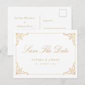 Islamisches Gold Save the Date Ankündigungspostkarte (Vorne/Hinten)