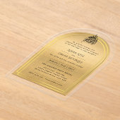 Islamisches Gold Verziert Nikah Walima-muslimische Acryleinladungen (Ablage )