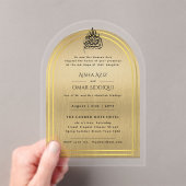 Islamisches Gold Verziert Nikah Walima-muslimische Acryleinladungen (Insitu (Handheld))