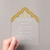 Islamisches Gold White Nikah Moschee Elegant Acryleinladungen (Insitu (Handheld))