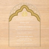 Islamisches Gold White Nikah Moschee Elegant Acryleinladungen (Vorderseite)