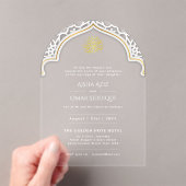 Islamisches Gold White Nikah Moschee Elegant Acryleinladungen (Insitu (Handheld))