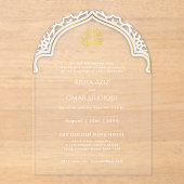 Islamisches Gold White Nikah Moschee Elegant Acryleinladungen (Vorderseite)