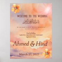 Islamisches Hochzeits-Willkommensschild | Pfirsich