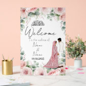 Islamisches Hochzeitsschild mit Blumenrosa Acryl Acrylschild (Hochzeit)