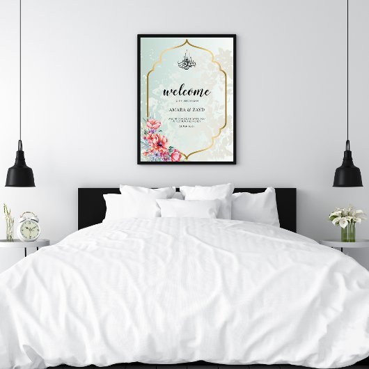 Islamisches Hochzeitssymbol - Goldrahmen Acrylschild