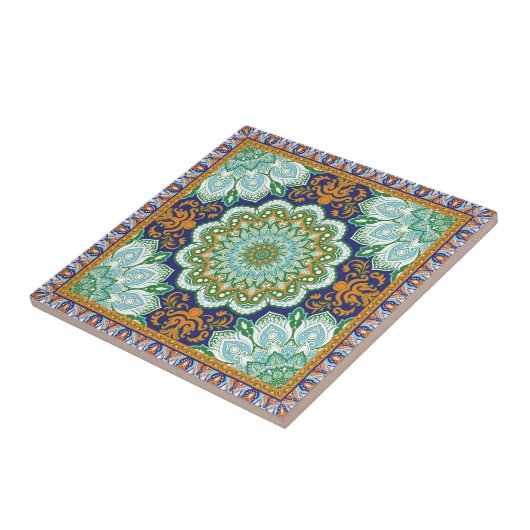 Islamisches Muster Orange, Blau, grüne Keramik Til Fliese (Seite)
