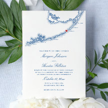 Islamorada FL Karte Elegant Navy Blue Wedding
