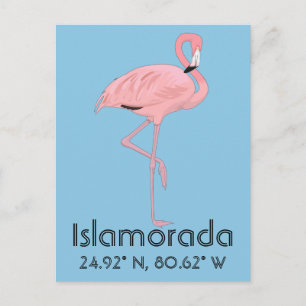 Islamorada FL Keys Flamingo Latitude Longitude Postkarte