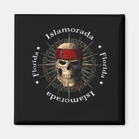 Islamorada Florida Keys Pirate Skull Magnet (Vorne)