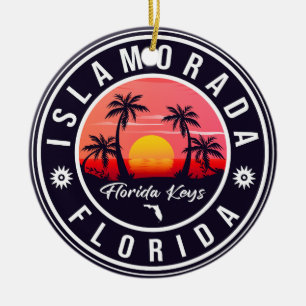 Islamorada Florida Retro Sunset Beach Souvenir 80e Keramik Ornament