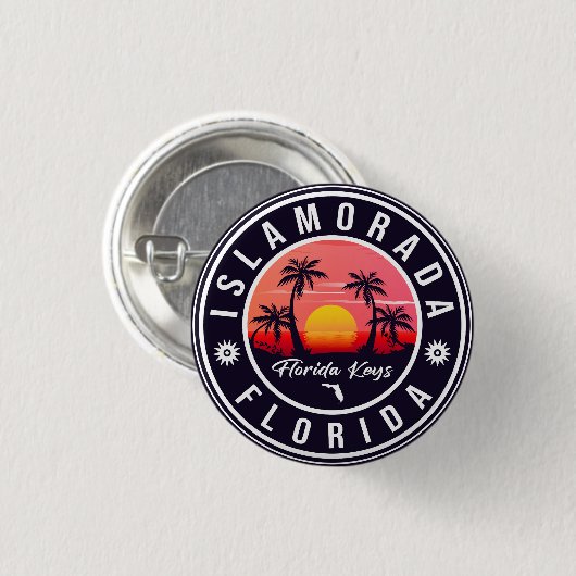 Islamorada Florida Retro Sunset Beach Souvenirs Button (Vorne & Hinten)