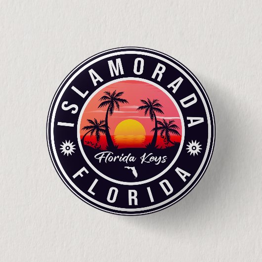 Islamorada Florida Retro Sunset Beach Souvenirs Button (Vorderseite)