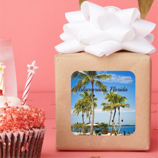 Islamorada, Palmen in Florida Quadratischer Aufkleber (Party)