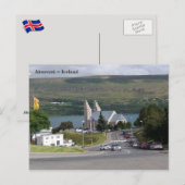 Island, Akureyrarkirkja, Akureyri Postkarte (Vorne/Hinten)
