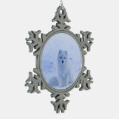 Island Arctic Fox Schneeflocken Zinn-Ornament (Links)