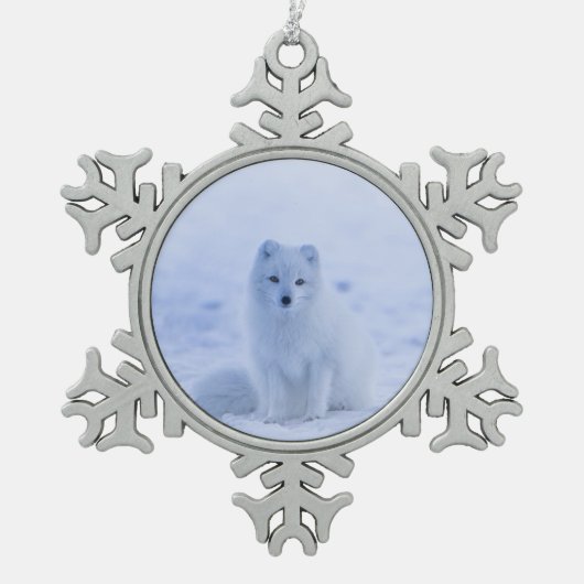 Island Arctic Fox Schneeflocken Zinn-Ornament (Vorderseite)