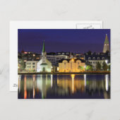 Island - August Mitternacht im Zentrum von Reykjav Postkarte (Vorne/Hinten)