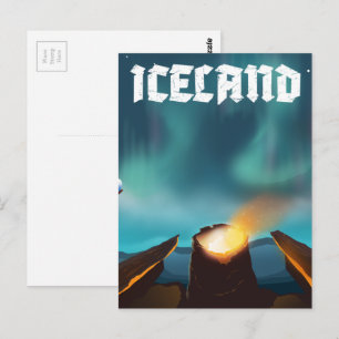 Island Aurora Borealis Reiseplakat Postkarte