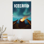 Island auroris borealis Reiseposter Poster (Küche)