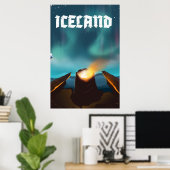 Island auroris borealis Reiseposter Poster (Heimbüro)