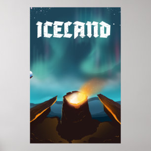 Island auroris borealis Reiseposter Poster