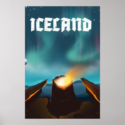 Island auroris borealis Reiseposter Poster (Vorne)