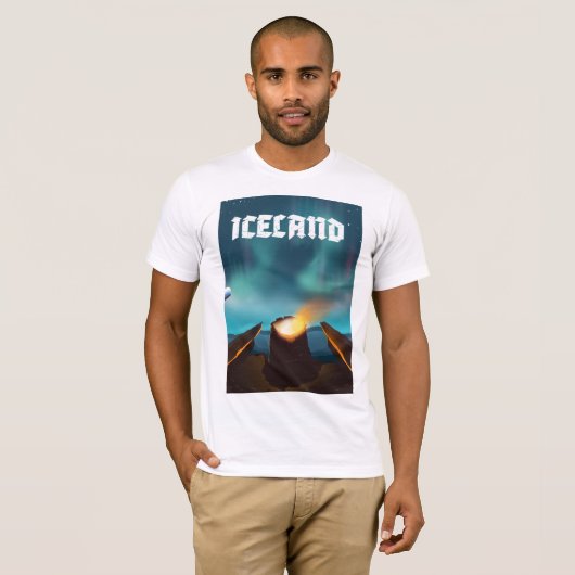 Island auroris borealis Reiseposter T-Shirt (Vorne ganz)