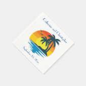 Island Beach Palm Tree Tropical Wedding oder Party Serviette (Ecke)