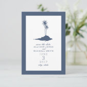 Island Beach Wedding Save the Date - Dunkelblau (Stehend Vorderseite)