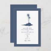 Island Beach Wedding Save the Date - Dunkelblau (Vorne/Hinten)