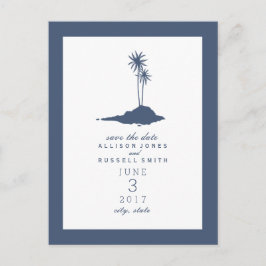 Island Beach Wedding Save the Date - Dunkelblau Ankündigungspostkarte