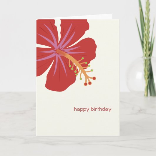 Island Birthday Card Tropischer Hibiskus Blume Dankeskarte (Vorderseite)