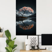 Island Bloom: Serene High-Contrast Landscape Poster (Heimbüro)