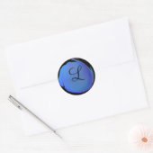 Island Blue Polka Dot Monogram Runder Aufkleber (Umschlag)