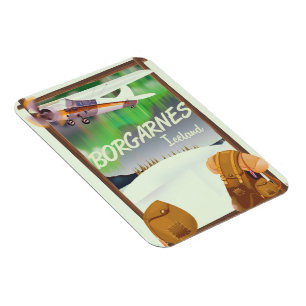 Island Borgarnes Flugposter Magnet