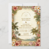 Island Botanical Floral Wedding Einladung (Vorderseite)
