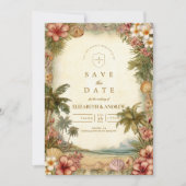 Island Botanical Floral Wedding Save The Date (Vorderseite)
