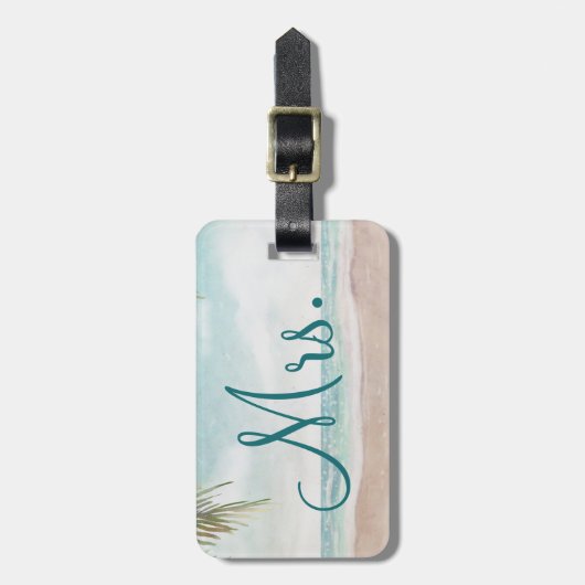 Island Breeze Beach Custom Honeymoon Reiseland Mrs Gepäckanhänger (Vorderseite vertikal)
